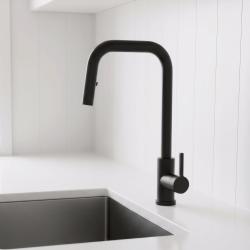 Pure.Sink Elite Steel Crystal-S kitchen faucet Matte Black with pull-out spout PS8050-10