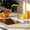 Pure.Sink Elite Steel Crystal-S kitchen faucet PVD brushed gold with pull-out spout PS8050-60