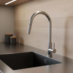 Pure.Sink Elite Steel Stream-S kitchen faucet stainless steel with pull-out spout PS8045-02