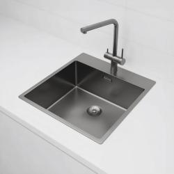 Pure.Sink Exclusivo Gun Metal sink 49x52 cm Tapwing with faucet hole bench 10mm radius PEX4540T-61
