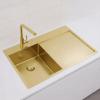 Pure.Sink Exclusivo Small gold sink with drainer 78x52 cm Left-hand tap wing PEX3478LT-60