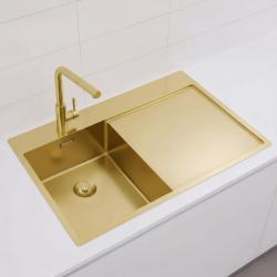Pure.Sink Exclusivo Small gold sink with drainer 78x52 cm Left-hand tap wing PEX3478LT-60