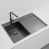 Pure.Sink Exclusivo Gun Metal small sink with draining area 78x52 cm Tapwing left PEX3478LT-61