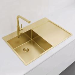 Pure.Sink Exclusivo Gold sink with draining board 78x52 cm Tapwing left PEX4078LT-60