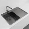 Pure.Sink Exclusivo Gun Metal sink with draining area 78x52 cm Tapwing left PEX4078LT-61