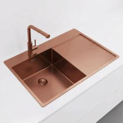 Pure.Sink Exclusivo Copper Sink with Draining Area 78x52 cm Left Tapwing PEX4078LT-62