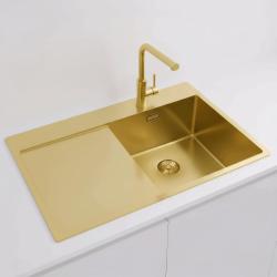 Pure.Sink Exclusivo Gold sink with drainer 78x52 cm Tapwing right PEX4078RT-60