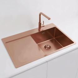 Pure.Sink Exclusivo Copper sink with draining area 78x52 cm Tapwing right PEX4078RT-62