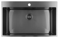 Pure.Sink Luxion Large Gun metal sink 78x50 cm Tapwing with tap hole PLX7850T-61