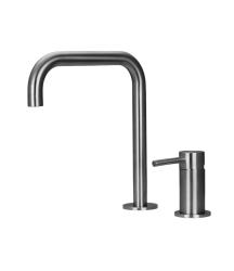 Pure.Sink Luxion 2-hole solid stainless steel kitchen faucet with U spout PLX2HU-02