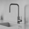Pure.Sink Luxion Gun metal kitchen faucet square with pull-out spout PLXSQUA-61