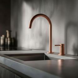 Pure.Sink Luxion 2-hole copper kitchen faucet with round spout PLX2HR-62