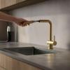 Pure.Sink Elite Steel Pulse-S Kitchen Faucet, PVD Brushed Gold, with Pull-Out Spout, PS8500-60