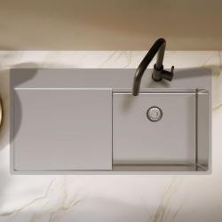 Pure.Sink Exclusivo Stainless steel sink with draining board 100x52 cm Tapwing right PEX47100RT-02