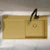 Pure.Sink Exclusivo Gold sink with draining board 100x52 cm Tapwing right PEX47100RT-60