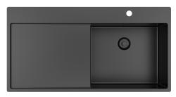 Pure.Sink Exclusivo Gun metal sink with drainer 100x52 cm Tapwing right PEX47100RT-61