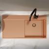 Pure.Sink Exclusivo Copper sink with draining board 100x52 cm Tapwing right PEX47100RT-62