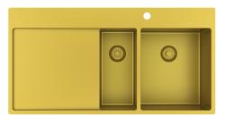 Pure.Sink Exclusivo Gold 1.5 sink with draining board 100x52 cm Tapwing right PEX3418100RT-60