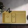 Pure.Sink Exclusivo Gold 1.5 sink with draining board 100x52 cm Tapwing left PEX3418100LT-60