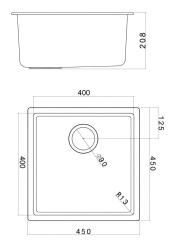 Pure.Sink Fibre Composite Intense Black Sink 40x40cm Undermount and Top Mount FBR40-31