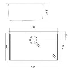 Pure.Sink Fibre Composite Sand White Sink 70x40cm Under-mount and Over-mount FBR70-33