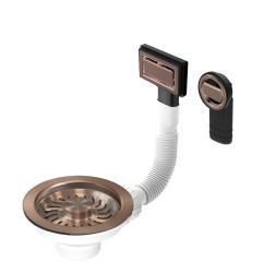 Pure.Sink Universal basket plug set Copper, sink drain set incl. round and rectangular overflow WSTMAN-62
