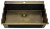 Pure.Sink Luxion Large PVD Antique Bronze sink 78x50 cm Tapwing with tap hole bench and bottom rack PLX7850T-64