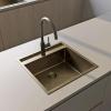 Pure.Sink Luxion PVD Antique Bronze sink 51x50 cm Tapwing with tap hole bench and bottom rack PLX5150T-64